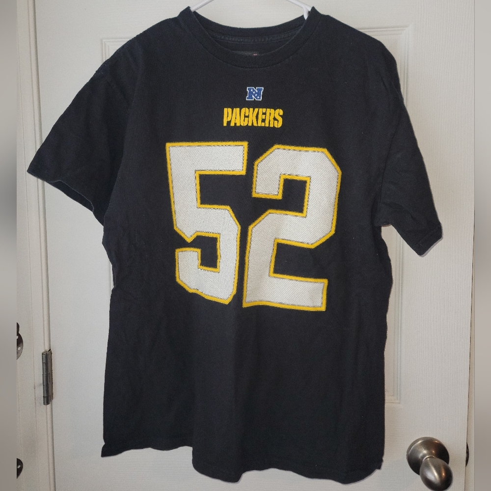 Official NFL Green Bay Packers Clay Matthews #52 black t-shirt size Large